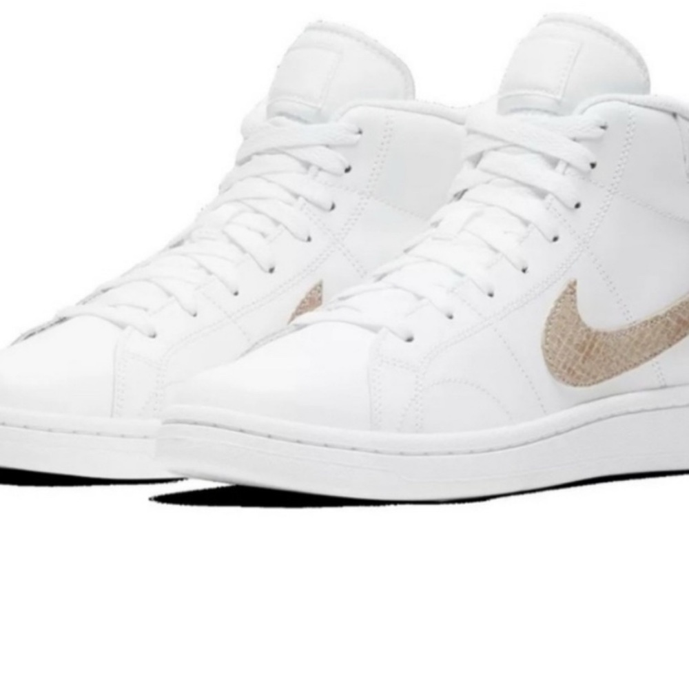 Nike White High-Tops with Beige Swoosh
